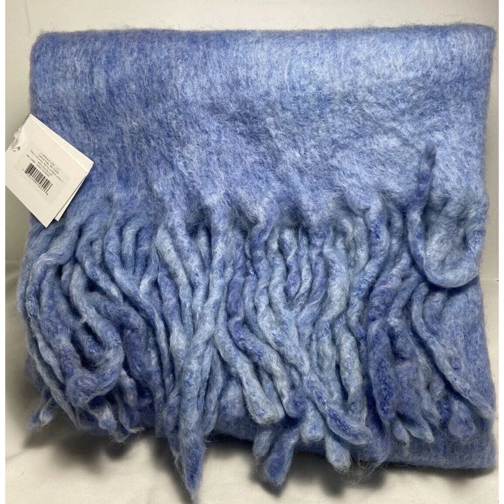 Midwest CBK Blue Felted Fringed Handcrafted Throw Blanket 54 x68 inches NWT